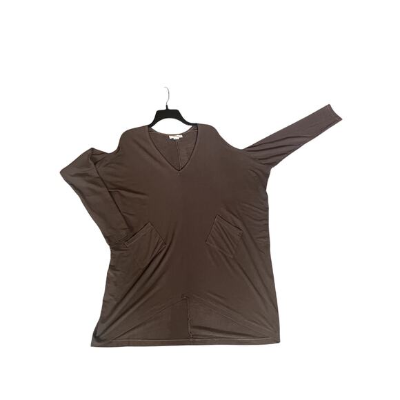 BRYN WALKER Alexis Tunic Top Mink Brown Size Small S Pockets LAGENLOOK OVERSIZED - Picture 2 of 7